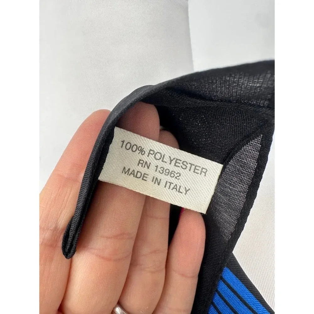 Valentina Fiore Scarf Women OS Italy Blue Black Floral Leaf Striped 26